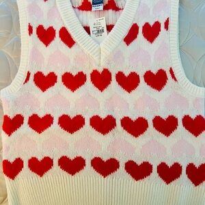 Old Navy Girl’s Heart Pattern Sweater Vest - Red and Pink NWT Size L (10/12)